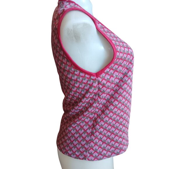 Medium Vintage K-Mart Sleeveless Knit Tank Top Chevron Pattern Mod Mommy Disco - Picture 5 of 6